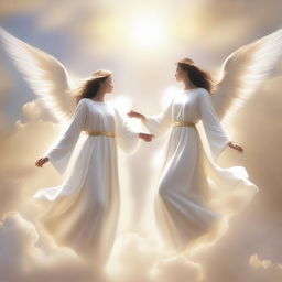 A high-quality digital art image featuring a scene of angels