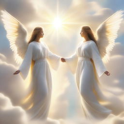 A high-quality digital art image featuring a scene of angels