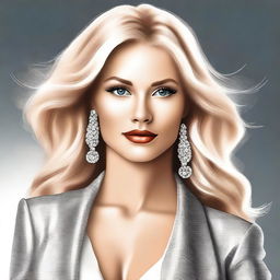 This is a digital art image of a glamorous woman with blonde hair