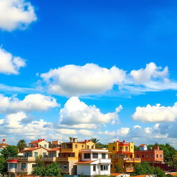 A picturesque view of the sky above Gaza, featuring soft white clouds against a brilliant blue backdrop