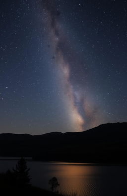 A mesmerizing scene displaying a radiant beam of stars shining brightly in the night sky