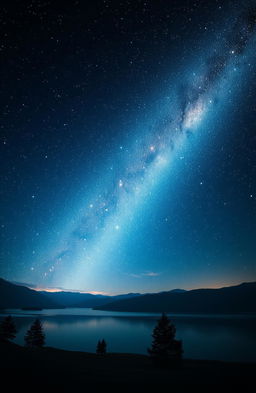 A mesmerizing scene displaying a radiant beam of stars shining brightly in the night sky