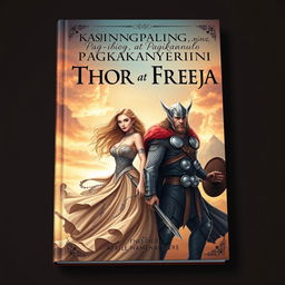 An enchanting book cover design for 'Kasinungalingan, Pag-ibig, at Pagkakanulo Nina Thor at Freyja'