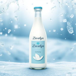 A creative product label design for "Zevelyn" featuring a bottle of milk labeled "Cimory