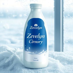 A creative product label design for "Zevelyn" featuring a bottle of milk labeled "Cimory