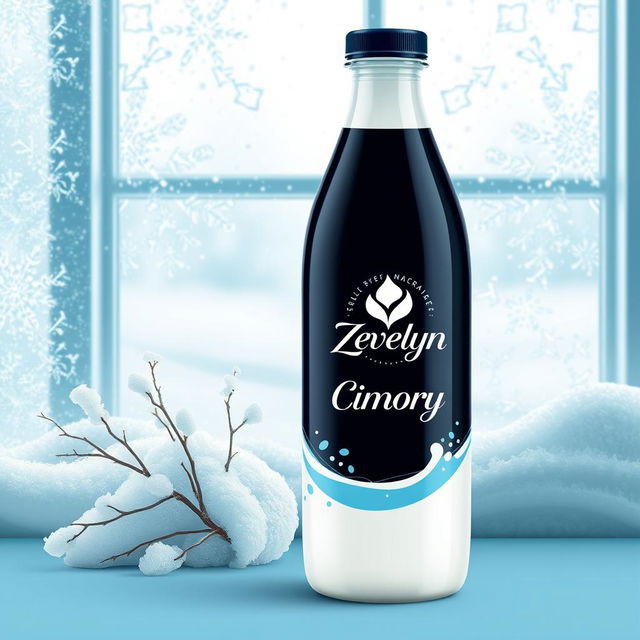 A creative product label design for "Zevelyn" featuring a bottle of milk labeled "Cimory