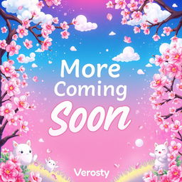 An anime aesthetic banner featuring a vibrant and colorful background filled with whimsical elements like cherry blossoms, cute creatures, and dreamy clouds