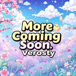An anime aesthetic banner featuring a vibrant and colorful background filled with whimsical elements like cherry blossoms, cute creatures, and dreamy clouds