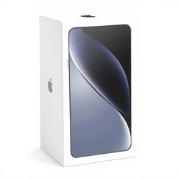 A realistic and detailed PNG image of an iPhone 16 Pro Max box, featuring sleek and modern design elements