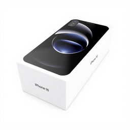 A realistic and detailed PNG image of an iPhone 16 Pro Max box, featuring sleek and modern design elements