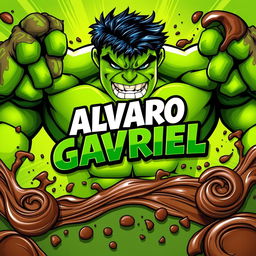 A creative and vibrant illustration featuring a chocolate-themed design prominently displaying the logo name 'ALVARO GAVRIEL'