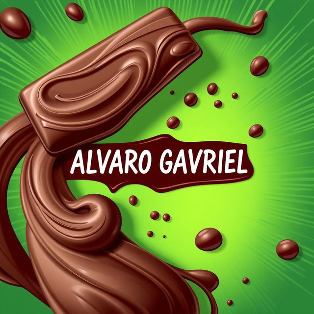 A creative and vibrant illustration featuring a chocolate-themed design prominently displaying the logo name 'ALVARO GAVRIEL'