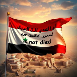 A vibrant and striking image featuring the Syrian revolution flag prominently displayed