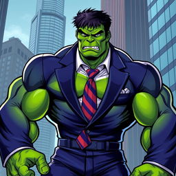 A stylized interpretation of the Incredible Hulk in a professional uniform, blending muscularity with sophistication