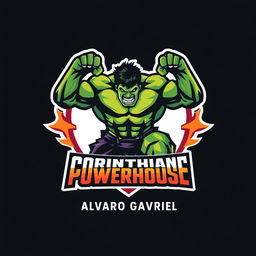 A sports logo design for a fictional team called 'Corinthians Powerhouse', featuring a powerful depiction of the Hulk in a dynamic pose, showcasing strength and intensity