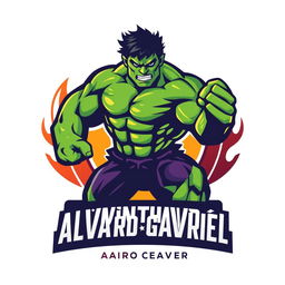 A sports logo design for a fictional team called 'Corinthians Powerhouse', featuring a powerful depiction of the Hulk in a dynamic pose, showcasing strength and intensity