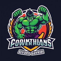 A sports logo design for a fictional team called 'Corinthians Powerhouse', featuring a powerful depiction of the Hulk in a dynamic pose, showcasing strength and intensity