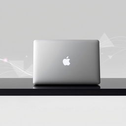 A minimalist and elegant Apple MacBook Pro wallpaper, featuring a sleek silver laptop with an illuminated Apple logo on the lid