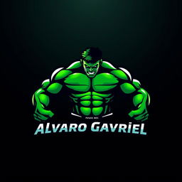 A logo design inspired by the character Hulk, featuring vibrant green tones and a powerful muscular silhouette