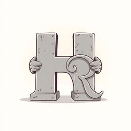 A stylized illustration of the letter 'H' creatively designed to be holding the bases of the letter 'R'