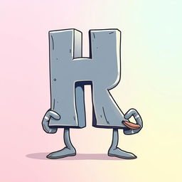 A stylized illustration of the letter 'H' creatively designed to be holding the bases of the letter 'R'
