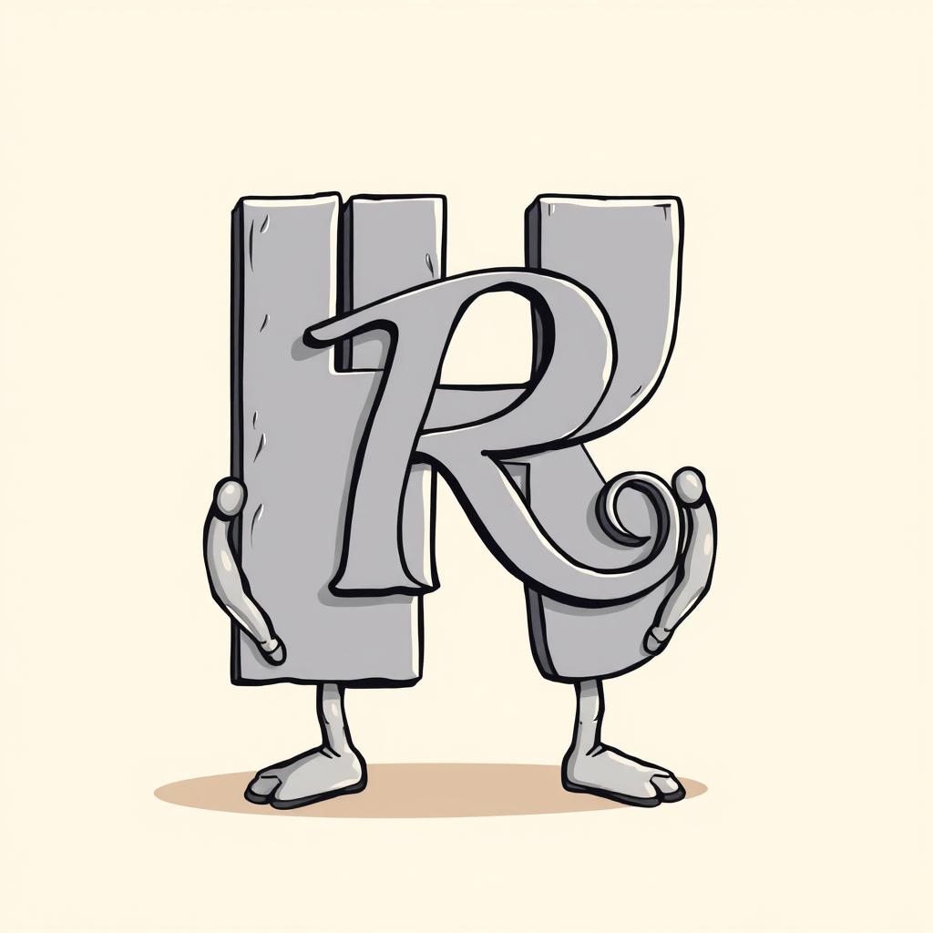 A stylized illustration of the letter 'H' creatively designed to be holding the bases of the letter 'R'