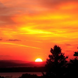 A stunning and breathtaking golden sunset painting the sky with vibrant hues of orange, pink, and yellow