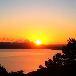 A stunning and breathtaking golden sunset painting the sky with vibrant hues of orange, pink, and yellow