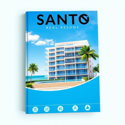 A vibrant and eye-catching real estate cover for a new property in Santos, SP