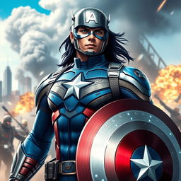 A heroic character inspired by Captain America, but instead reimagined as a unique superhero named Zevion