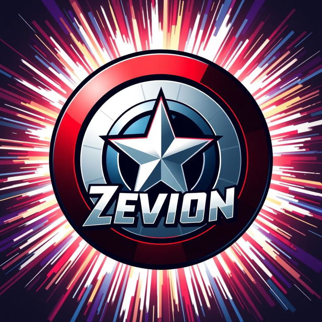 A creatively reimagined logo of Captain America, incorporating the name 'Zevion' artistically integrated within the iconic shield design