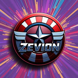 A creatively reimagined logo of Captain America, incorporating the name 'Zevion' artistically integrated within the iconic shield design