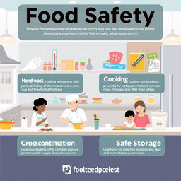 An educational infographic illustrating food safety principles