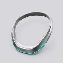 A sleek, futuristic wireless neckband design featuring an ergonomic shape that fits comfortably around the neck