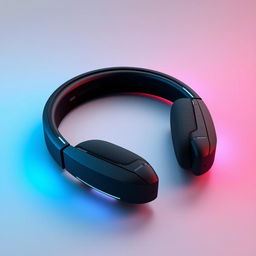 A futuristic design for wireless neckband headphones featuring a streamlined, ergonomic shape that sits comfortably around the neck