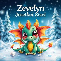 A whimsical baby dragon featuring vibrant colors, large expressive eyes, and tiny, delicate wings