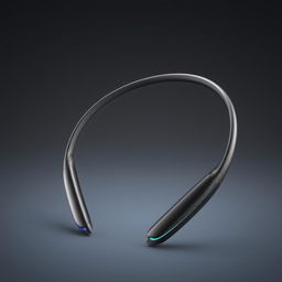 A futuristic design for slim wireless neckband earbuds featuring a lightweight and ultra-slim profile that contours elegantly around the neck