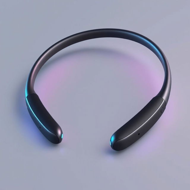 A futuristic design for slim wireless neckband earbuds featuring a lightweight and ultra-slim profile that contours elegantly around the neck