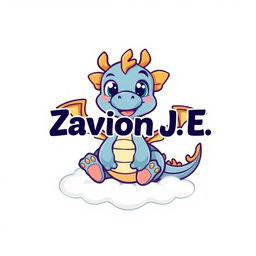 A charming logo featuring a cartoon baby dragon, playfully styled, with large expressive eyes and colorful scales