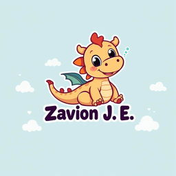 A charming logo featuring a cartoon baby dragon, playfully styled, with large expressive eyes and colorful scales