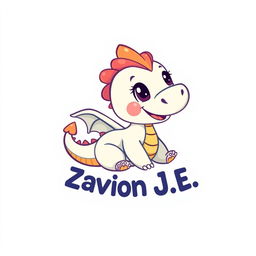 A cute cartoon logo featuring a baby dragon, characteristically colorful and playful