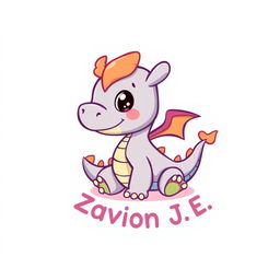 A cute cartoon logo featuring a baby dragon, characteristically colorful and playful