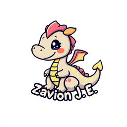 A cute cartoon logo featuring a baby dragon, characteristically colorful and playful