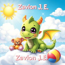 A cute cartoon baby dragon named Zavion J