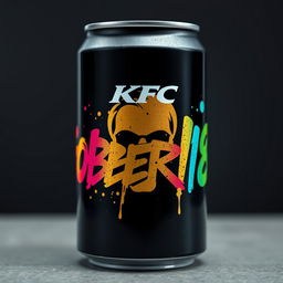 A close-up of a KFC can featuring vibrant, eye-catching graffiti reading 'GOBER168' in bold, artistic letters