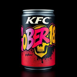 A close-up of a KFC can featuring vibrant, eye-catching graffiti reading 'GOBER168' in bold, artistic letters