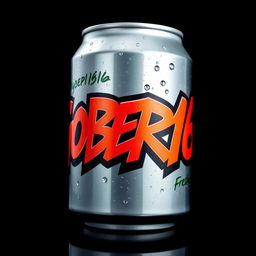 A close-up view of a soda can featuring graffiti-style lettering that reads "GOBER168" artistically displayed on the front