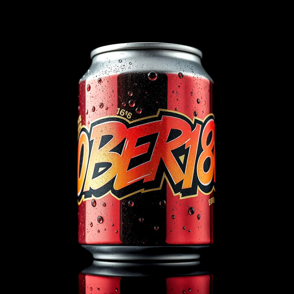 A close-up view of a soda can featuring graffiti-style lettering that reads "GOBER168" artistically displayed on the front