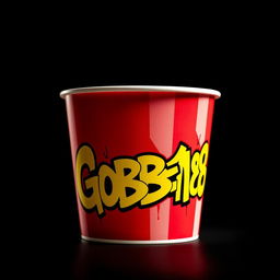 A KFC bucket with vivid graffiti featuring the text 'GOBER168' artistically spray-painted on the side