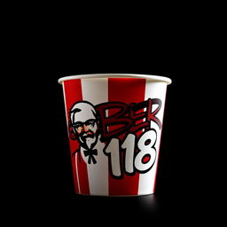 A KFC bucket with vivid graffiti featuring the text 'GOBER168' artistically spray-painted on the side